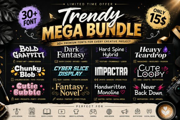 Trendy Mega Bundle: Your All-in-One Font Solution